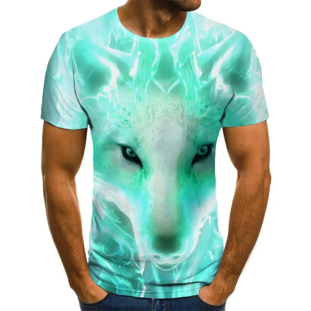 

Giyu Brand Wolf T shirt Men Animal T-shirts 3d War Anime Clothes Flame Tshirt Printed Short Sleeve summer Printed Style Tops