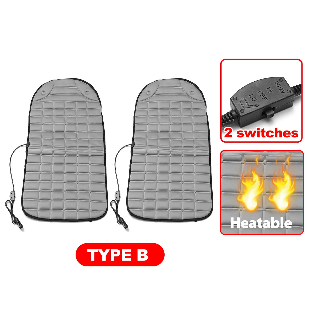

12V Cotton Car Double Seat Heated Cushion Seat Warmer Winter Household Cover Electric Heating Mat Winter Warmer Cars Seat Heater
