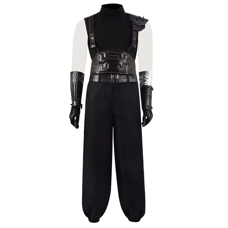 Костюм для косплея Cossky Cloud Strife мужской черный боевой костюм из ПУ|Игровые костюмы|