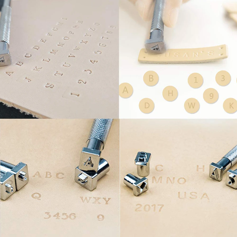

DIY 20/36PCS Leather Embossing Tools Leather Craft Tools Different Shape Set Punch Wooden Hammer Embossing Beveler Tools Kit D30