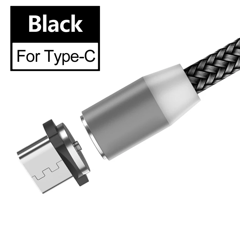 Магнитный usb-кабель для Meizu M3S M5 M5S M5C M6S M3 Примечание M2 M5 Примечание M8 M6 Примечание MX4 Pro MX5 MX6 Pro 5 6 7 Plus Зарядное устройство - Цвет: Black Type-C Cable
