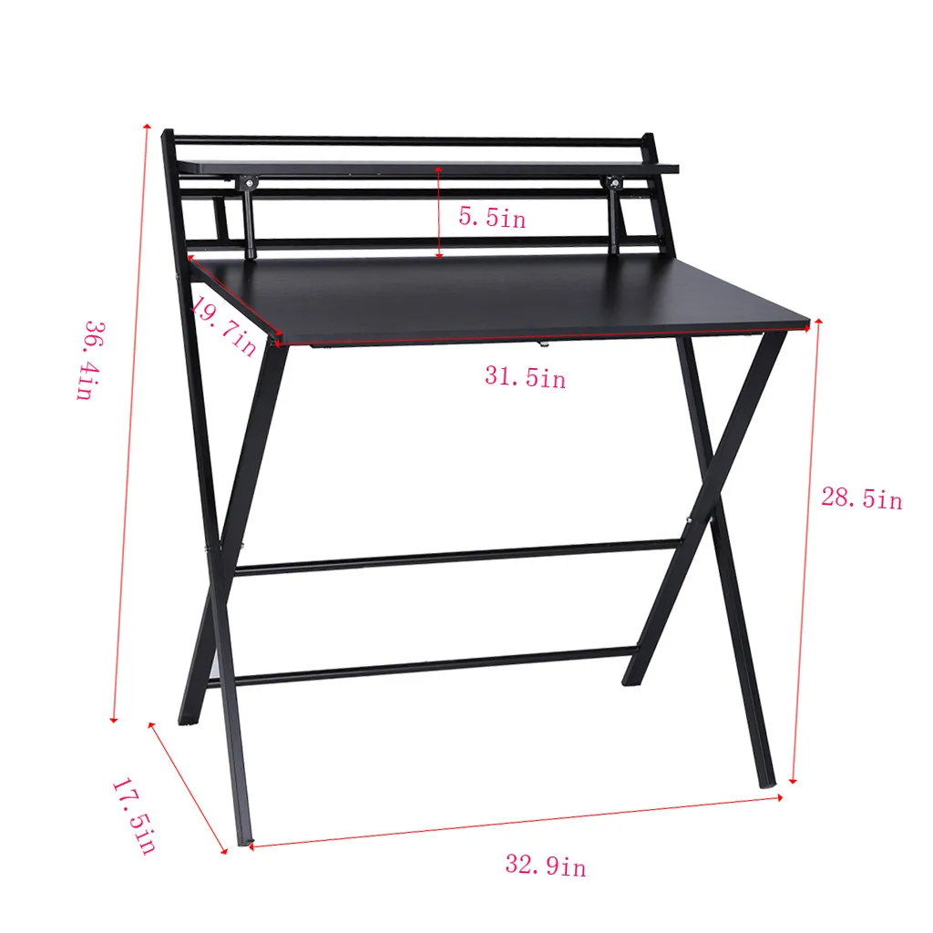 

Folding Computer Desk Lightweight Home Office Study Writing Desk with Storage Shelf For Small Space Simple Laptop Table