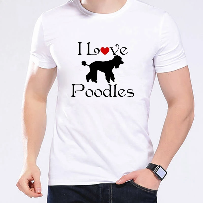 

TriDitya 50529# Я люблю собак пуделей футболки мужские белый футболка топ летняя футболка мода прохладно шею с коротким рукавом