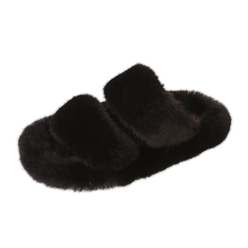 Double Band&cross band fur slippers women platform shoes pantuflas 35-40 candy thicken soled furry slides plush creepers2020 | Обувь