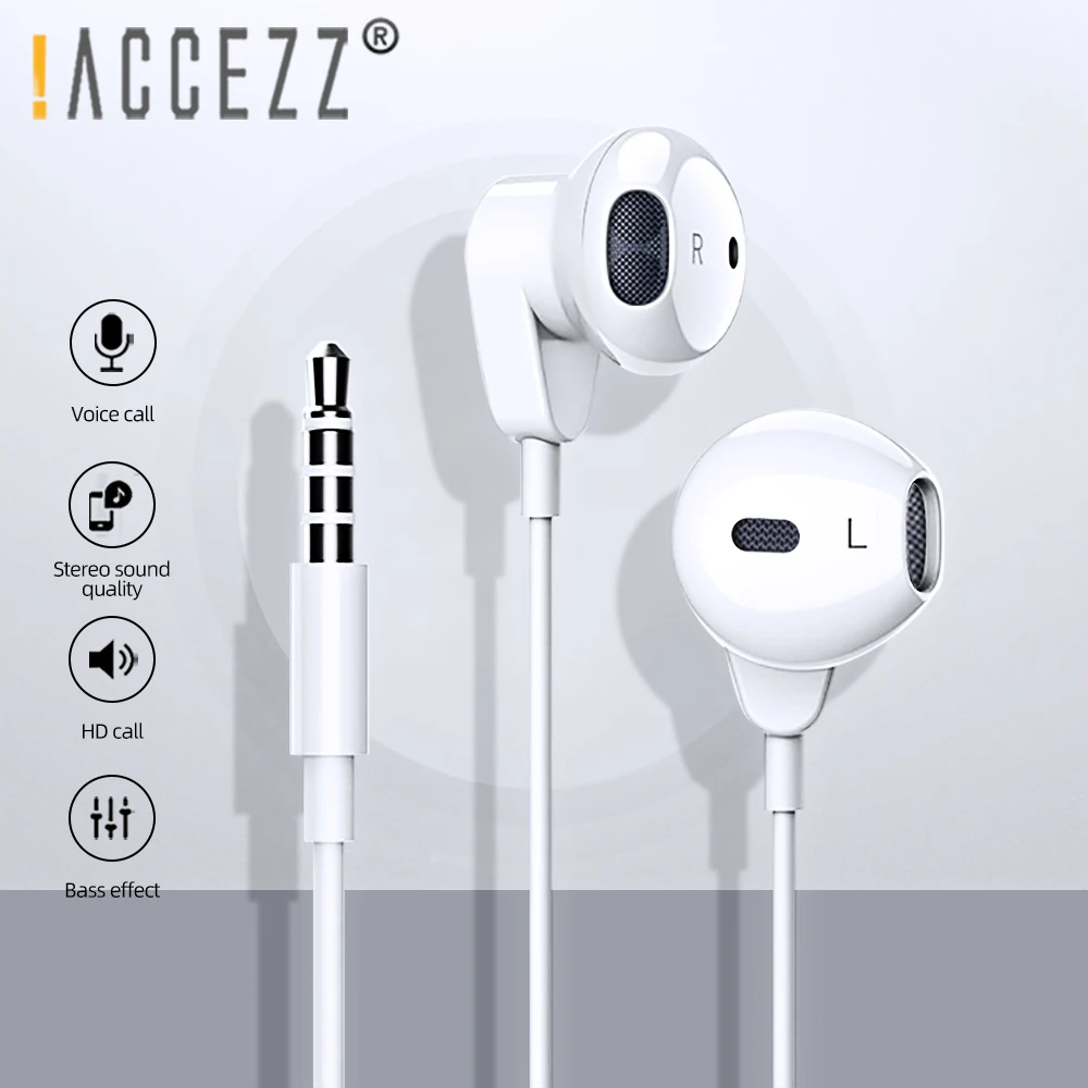 

!ACCEZZ Stereo Sound 3.5mm Jack In-ear Earphone For iPhone 6 6S SE 5s Samsung Huawei PC Wired Control Headset With Mic Earphones