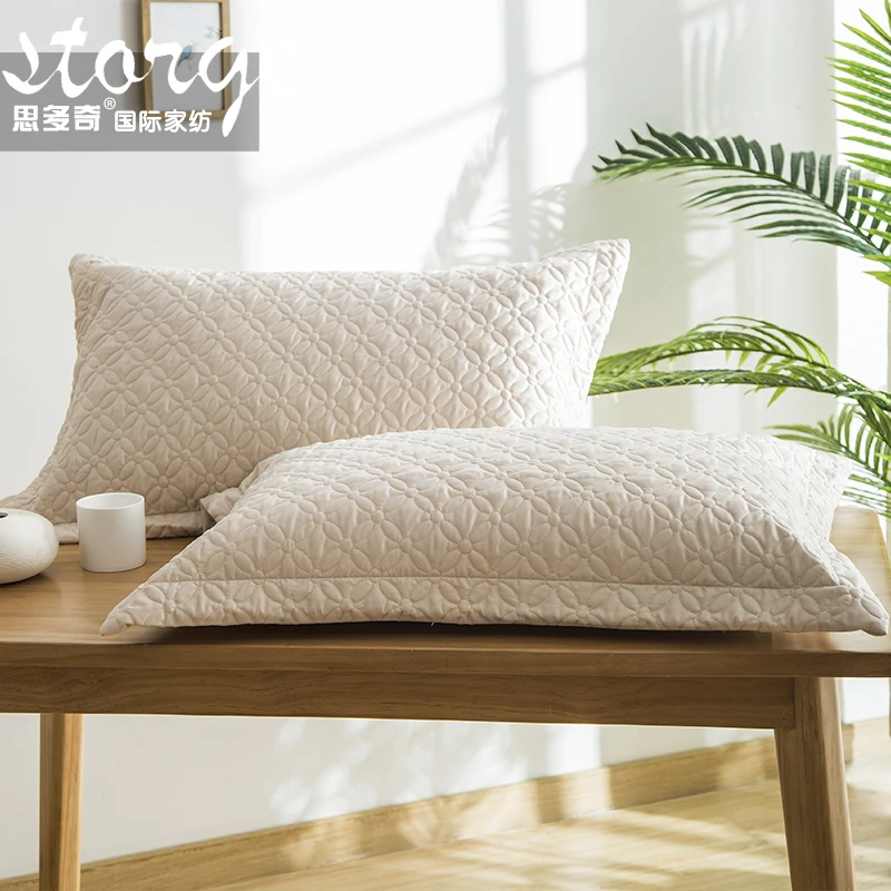 

Cotton Couple Pillow Case Art Luxury Large Print Stripes Durable Pillow Case Solid Color Taie Oreiller Home Textile DI50ZT