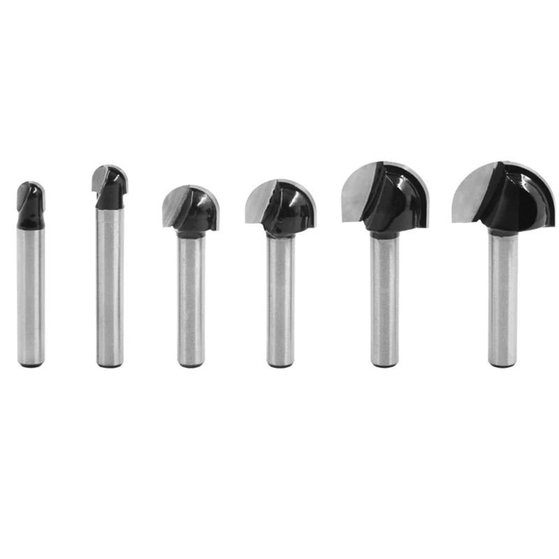 

6Pcs 1/4Inch Shank Trimming Groove Router Bit Set Black Engraving Door Milling Cutter Carbide End Mill