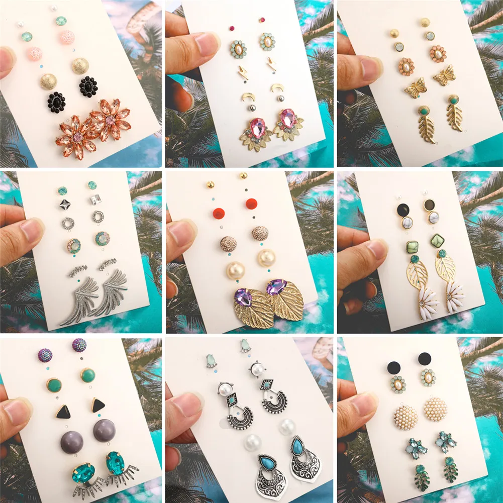 Серьги-гвоздики женские с жемчужными цветами и кристаллами винтажные элегантные