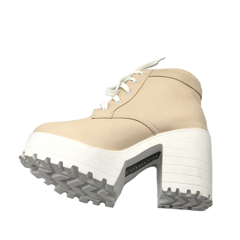 Женские ботинки на платформе розовые ботильоны толстом каблуке со шнуровкой