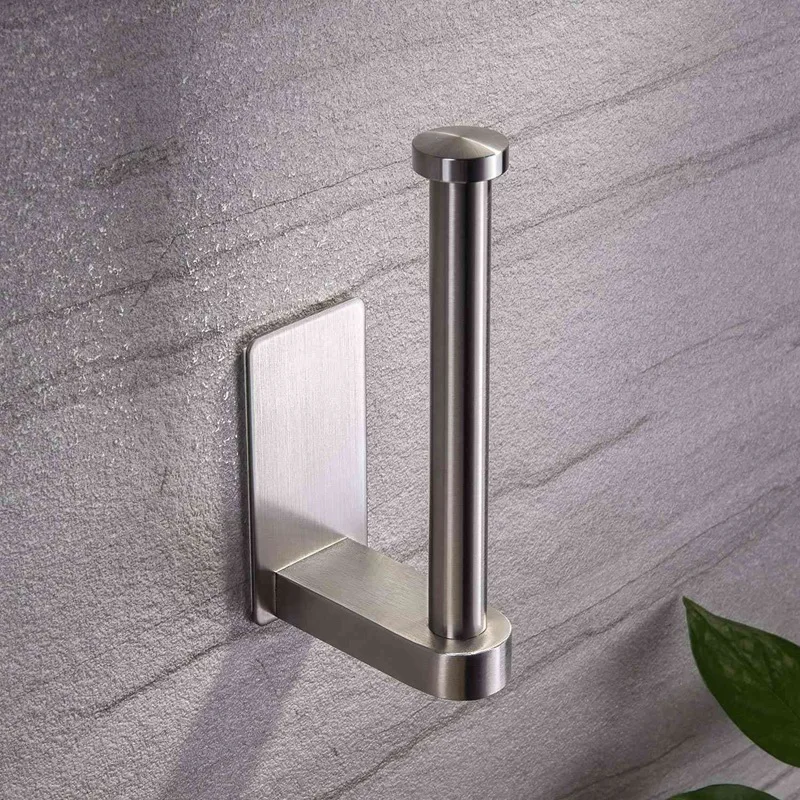 

Self Adhesive Toilet Paper Holder-Bathroom Toilet Paper Holder Stand No Drilling Stainless Steel Brushed