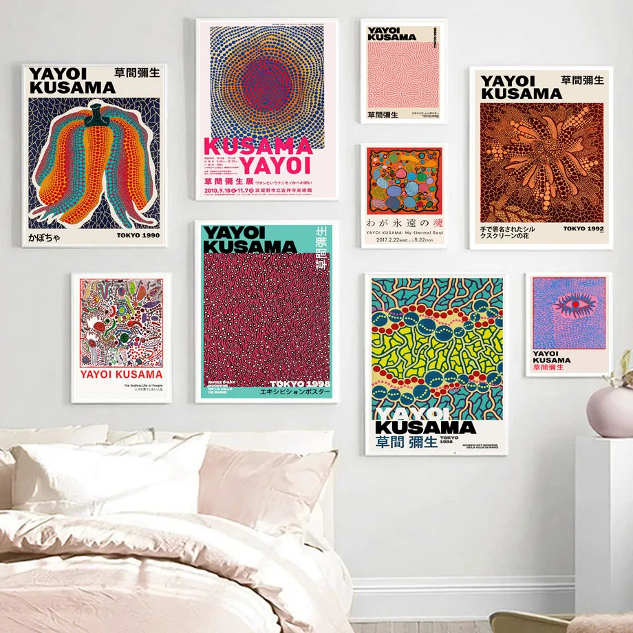 

Japan Yayoi Kusama Pumpkin Mushroom Abstract Wall Art Canvas Painting Nordic Posters And Prints Wall Pictures Living Room Decor