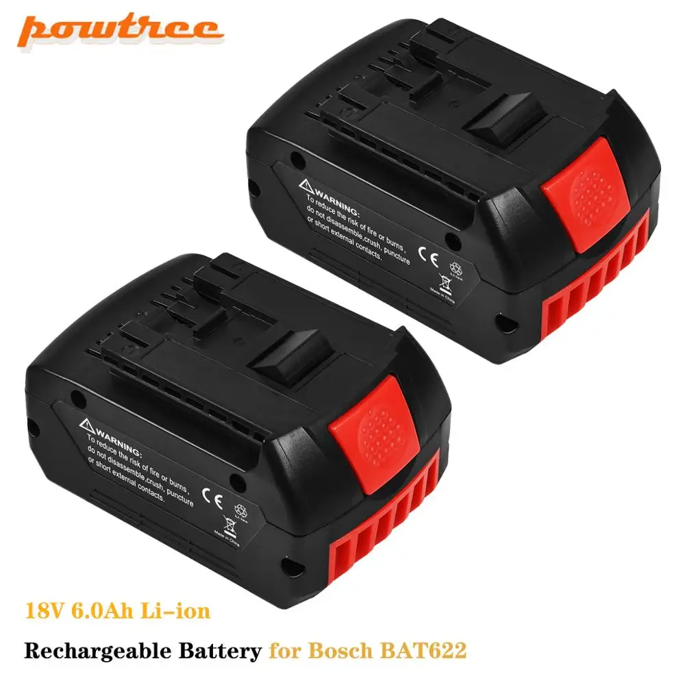 

18V 6000mAh Li-ion Rechargeable Battery for Bosch Cordless Power Tools Batteries BAT609 BAT610G BAT618 BAT620 BAT622 GSR18V-LI