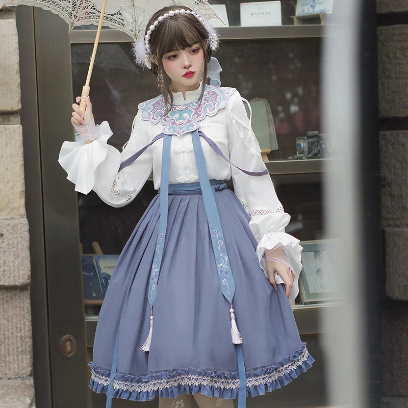 

Chinese Style Lolita Ln Spring And Birch SK Skirt In Night
