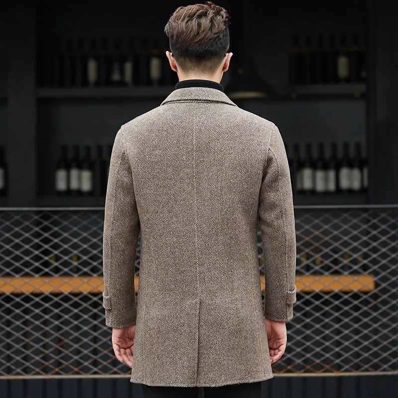 Классическое мужское двухстороннее шерстяное пальто в британском стиле