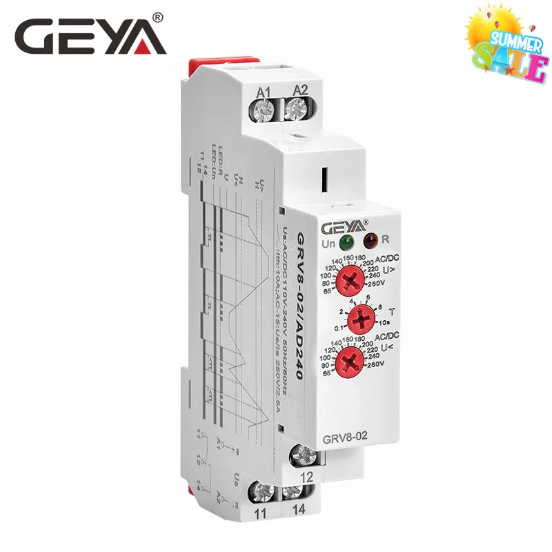 GEYA более Напряжение и под напряжения тока автомат защити цепи DC12V 24V 48V 220V 10A