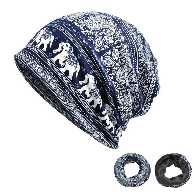 Best Cashew Bloem Totem Olifant Multifunctionele Skullies Mutsen Mannen Vrouwen Hoeden Sjaal Retro Winter Pluche Warm Hiphop Head wrap