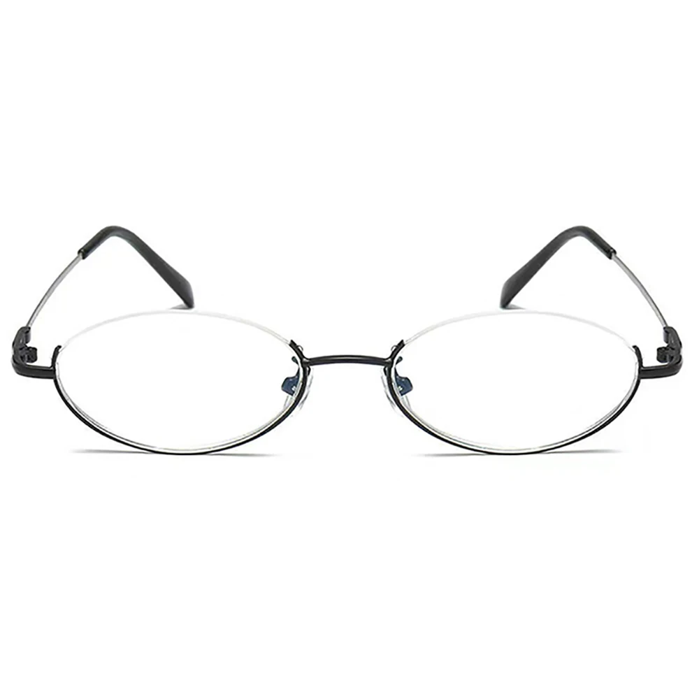 Retro Anti-Blau Licht Lesebrille Oval Design Halb Rahmen Hyperopie Brillen Runde Brille Männer Frauen Flexible Rahmen + 3,5 + 4 – Detail 3