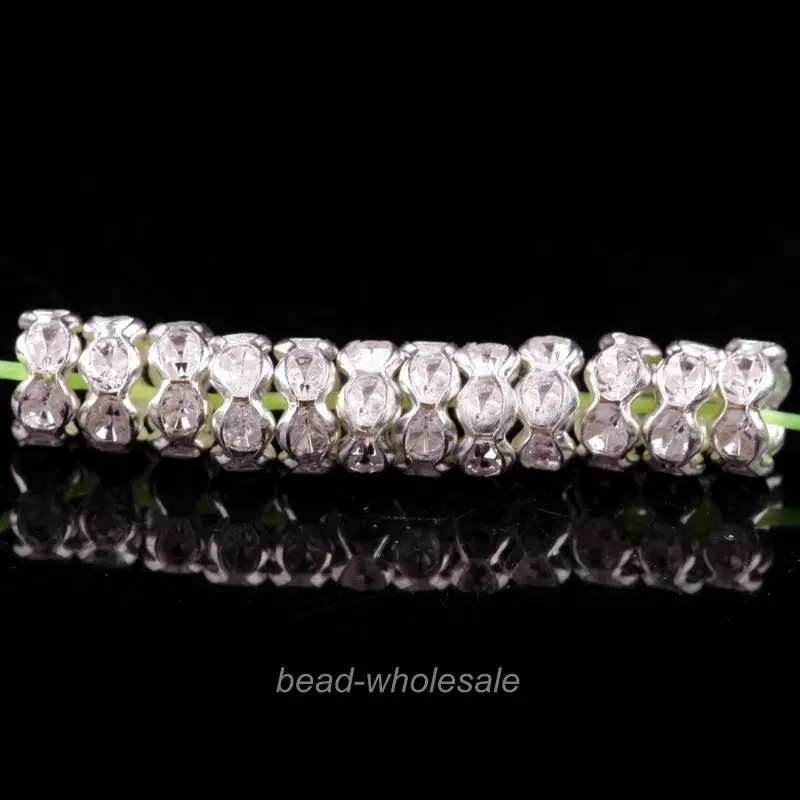 6mm-Clearcrystal 100 шт волнистые боковые металлические серебристые бусины 6 мм 8 мм Rondelle Austira хрустальные стразы для изготовления ювелирных изделий своими руками - Цвет: 6mm-Clearcrystal
