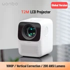 Глобальная версия Wanbo проектор T2 свободные Люмены 1080P дуговой Вход светодиодный источник светильник коррекция трапецеидальных искажений портативный мини домашний кинотеатр