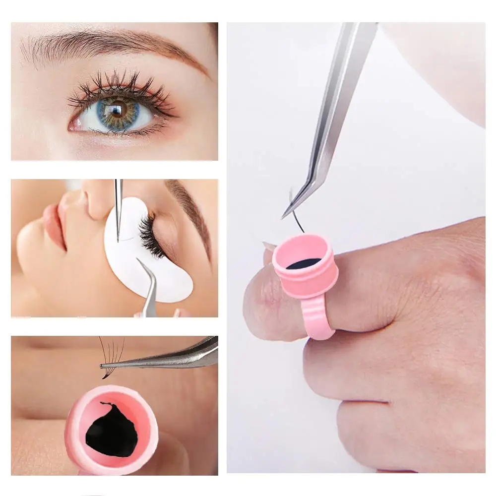 

100PCS Disposable Eyelashes Extension Glue Holder Ring Cups Tattoo Pigment Holder Pallet Adhesive Holder Palette Container