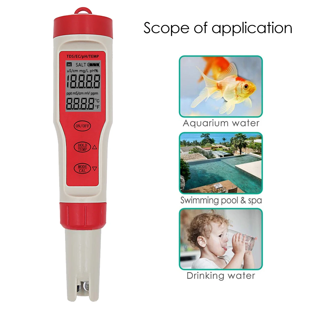 

PH/TDS//EC Temperature Meter Digital Water Quality Monitor Tester Detector Pen Temperature Backlight Sunlight Tester