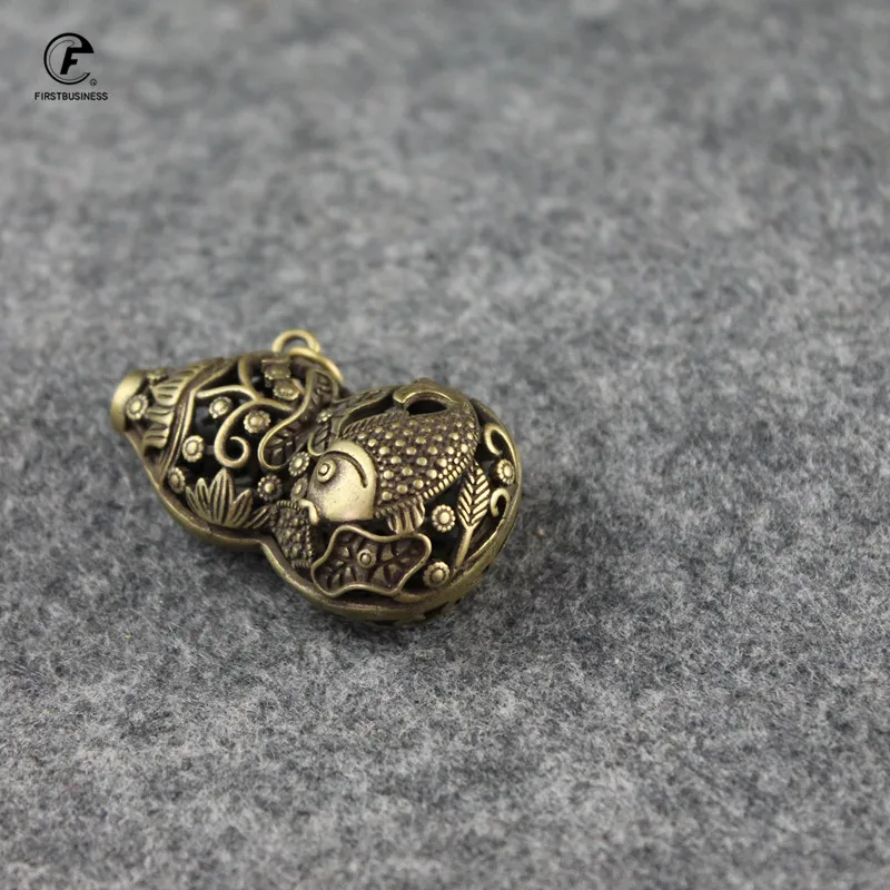 Винтажный медный выдолбленный карп в форме тыквы для благовоний вставленная