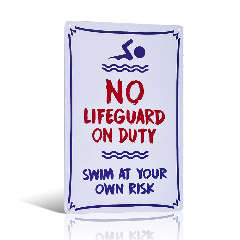

No Lifeguard on duty Vintage Bar Party Retro Decor Craft Iron Wall Painting