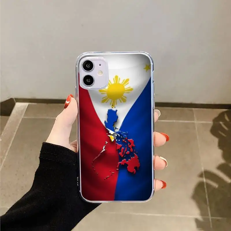 

Philippines flag Phone Case Transparent for iPhone 6 7 8 11 12 s mini pro X XS XR MAX Plus
