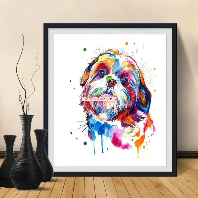 

Тцу собака акварель DIY 5D Алмазная вышивка крестиком на рисунке, алмазная вышивка Стразы 3d Фото Мозаика бриллиантовые наклейки