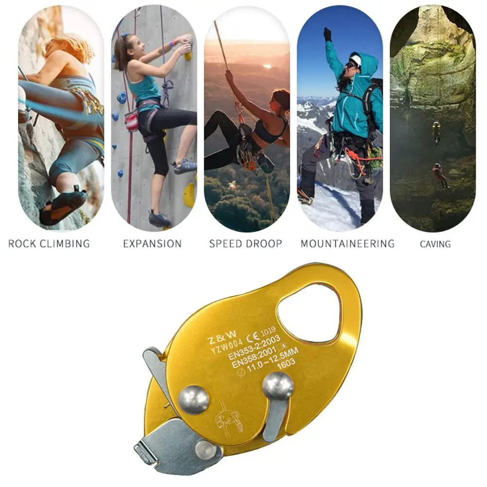 

1pcs Rock Climbing Descender Self-braking Stop Rope Clamp Accessories Grab Carabiner Descender Climbing Rescue G6L4