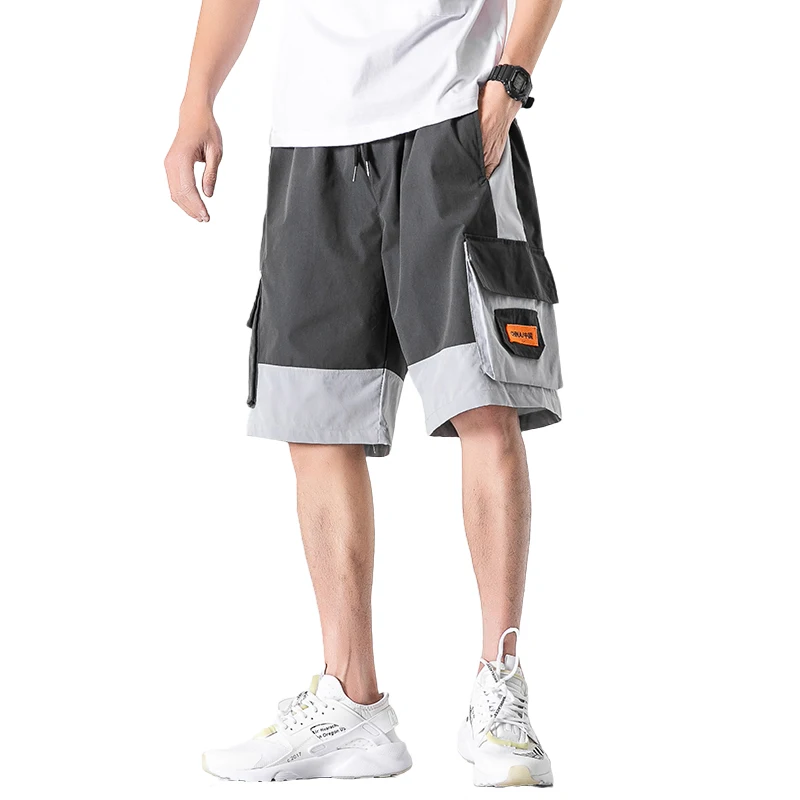 

Шорты-карго мужские в стиле хип-хоп, уличная одежда, повседневные Модные свободные прямые короткие штаны с кулиской, лето 2021