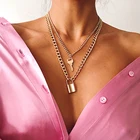 Винтажное ожерелье-чокер XIYANIKE с кулоном в виде замка для влюбленных, массивное ожерелье из толстой цепи с замком, готическое Ювелирное Украшение для пар