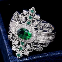 luxury retro palace style wedding engagement rings for women ladies exquisite green zircon crown rings jewelry anel wholesale