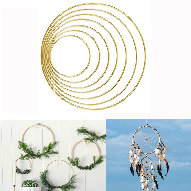 

5pcs Metal Dream Catcher Dreamcatcher Ring Hoops Diy Macrame Craft Wind Chimes Accessories Hanging Decoration For Hoom Party