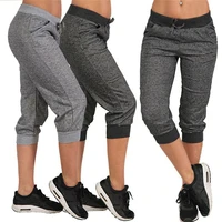 women summer short pants sweatpants capri pants cropped jogger running pants loose casual drawstring waist with side pockets
