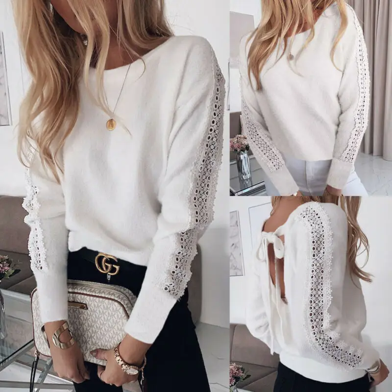 Сексуальная Женская блузка с открытой спиной Повседневная рубашка вырезом