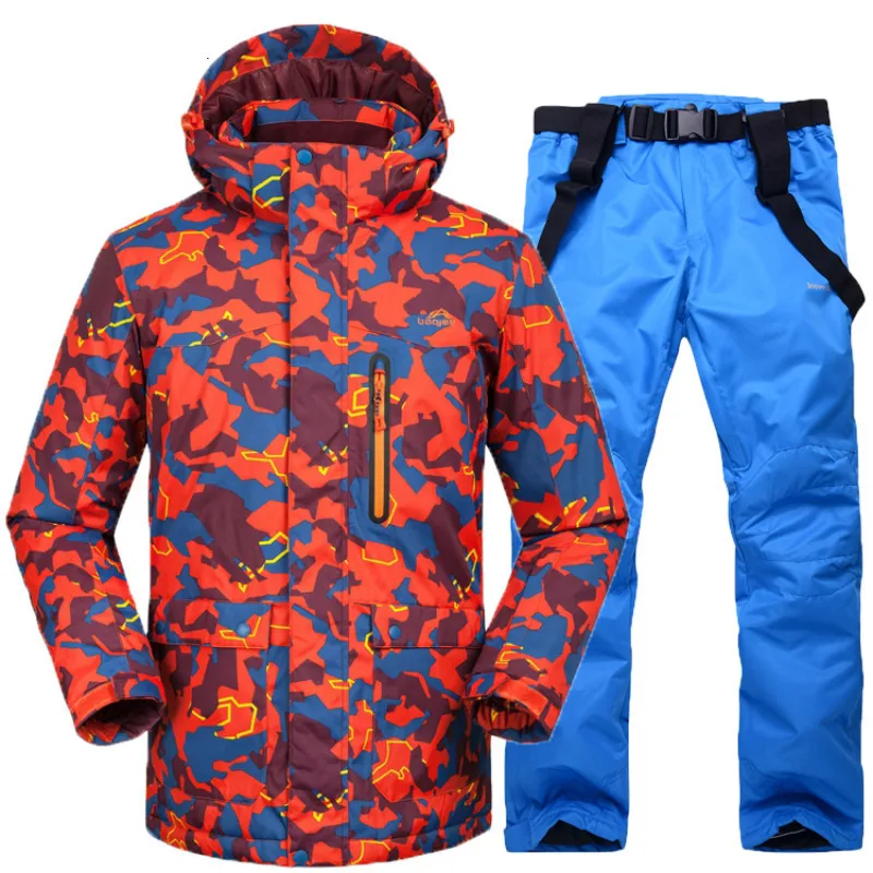 Мужской лыжный костюм из 2 предметов ветрозащитная Водонепроницаемая