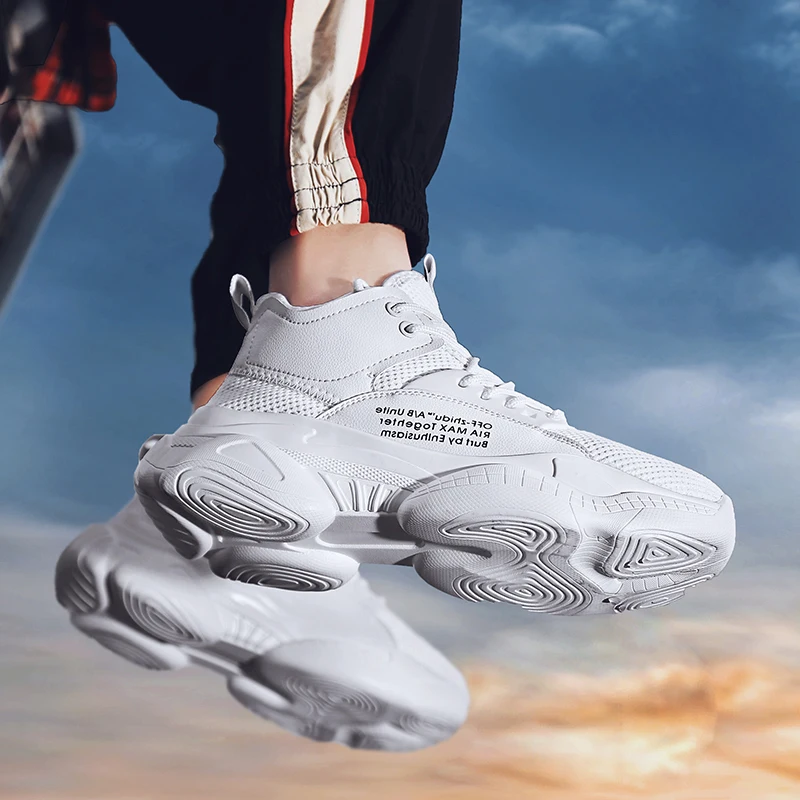 Мужская обувь большие размеры 47-48 белые спортивные кроссовки из сетчатого