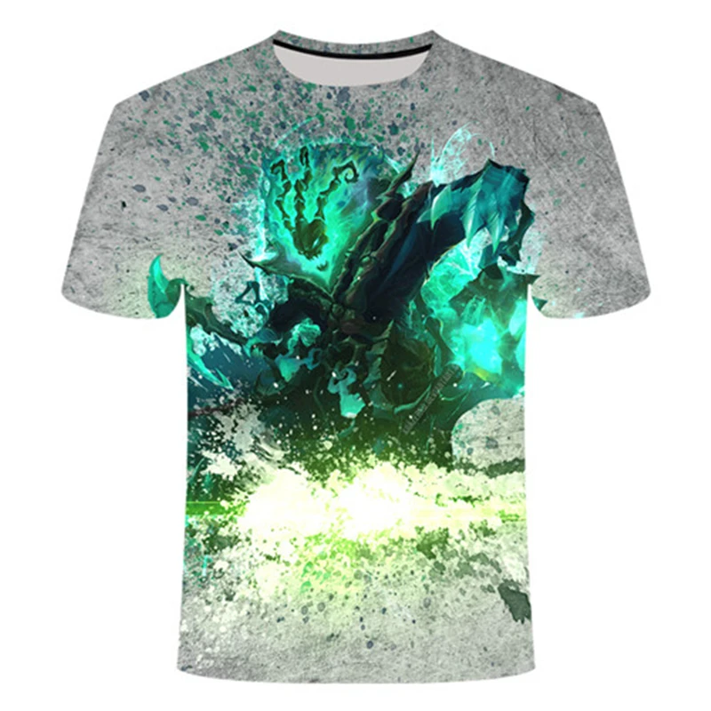 

2021new Men's Fashion O-neck Short-sleeved Casual T-shirt Men and Women 3D League of Legends Shirt Street Trendy Men's Loose Top