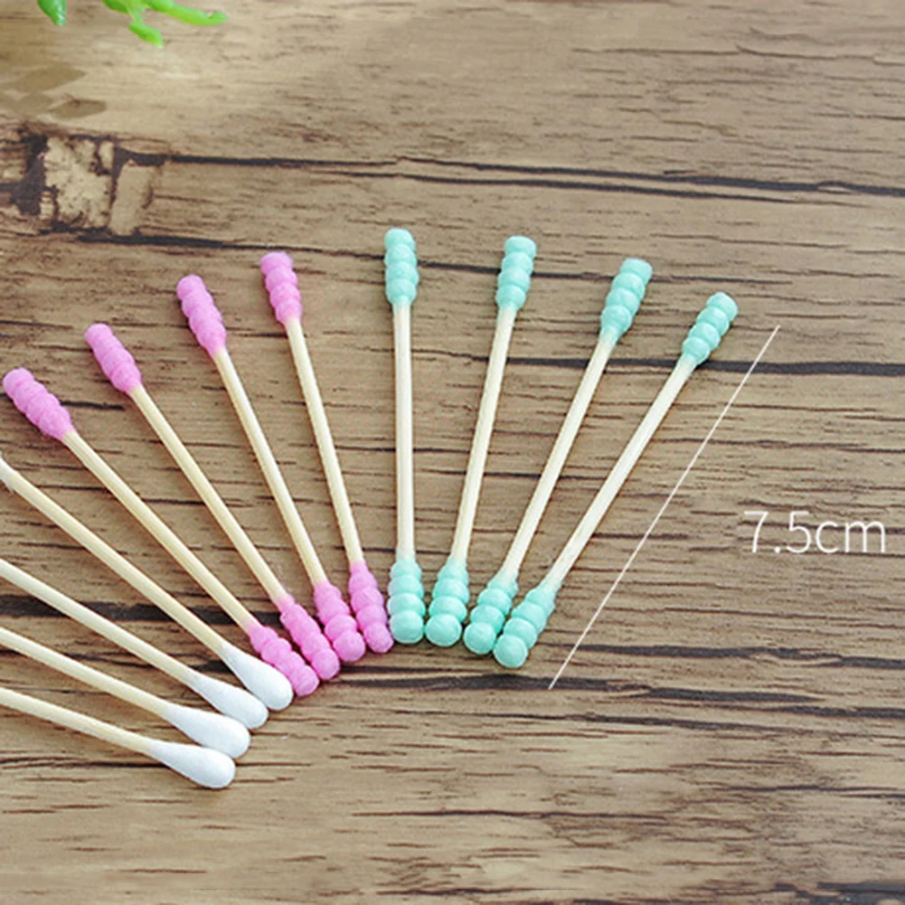 

100pcs/ Pack Double Head Cotton Swab Women Makeup Cotton Buds Tip For Medical Wood Sticks Nose Ears Cleaning Health Care Tools