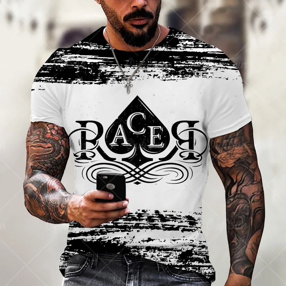

Fashion Poker Print Summer Casual T Shirt Men Breathable Mesh Sportswear Street Hip Hop Short Sleeve O Neck Male Oversize Tees