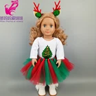 18-дюймовая кукла для девочки, платье с зеленой елкой, 17-дюймовая Одежда для куклы, Новогодняя юбка-пачка, детские подарки
