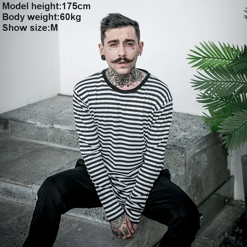 Корейская стильная Весенняя новая полосатая футболка повседневная мужская
