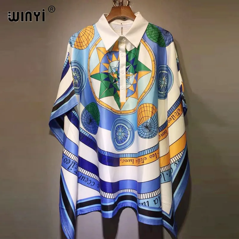 

WINYI 2021 traf Кувейт новый элегантный Шелковый воротник рукав летучая мышь блузка для леди брикет Таиланд летняя домашвечерние