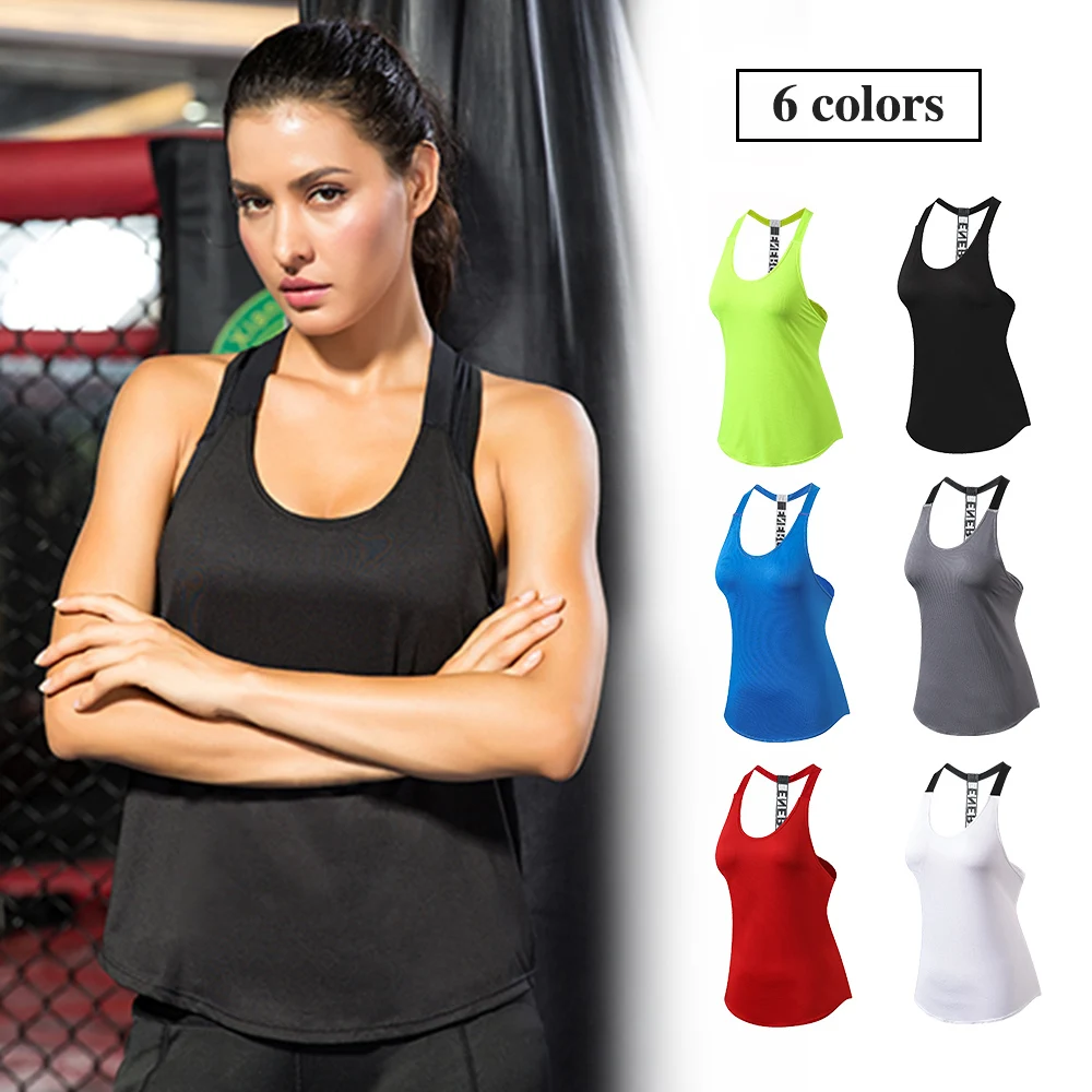 

Yuerlian Quality 15% spandex Fitness Sports Yoga Shirt Quickly Dry Sleeveless Running Vest Workout Crop Top Female T-shirt