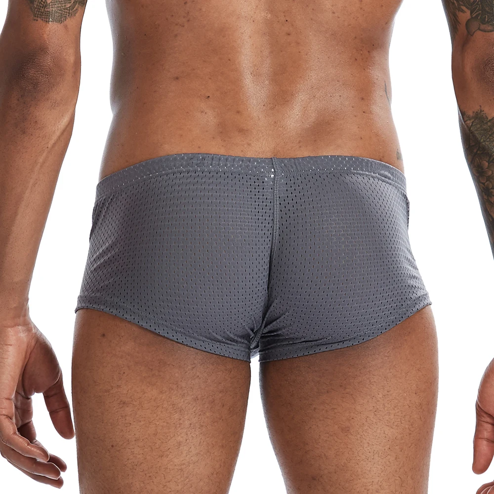 New Sexy Underwear Men Boxer Mesh U Pouch Sexy Underpants Cueca Mesh Pants Trunks Boxer shorts Gay Male Panties