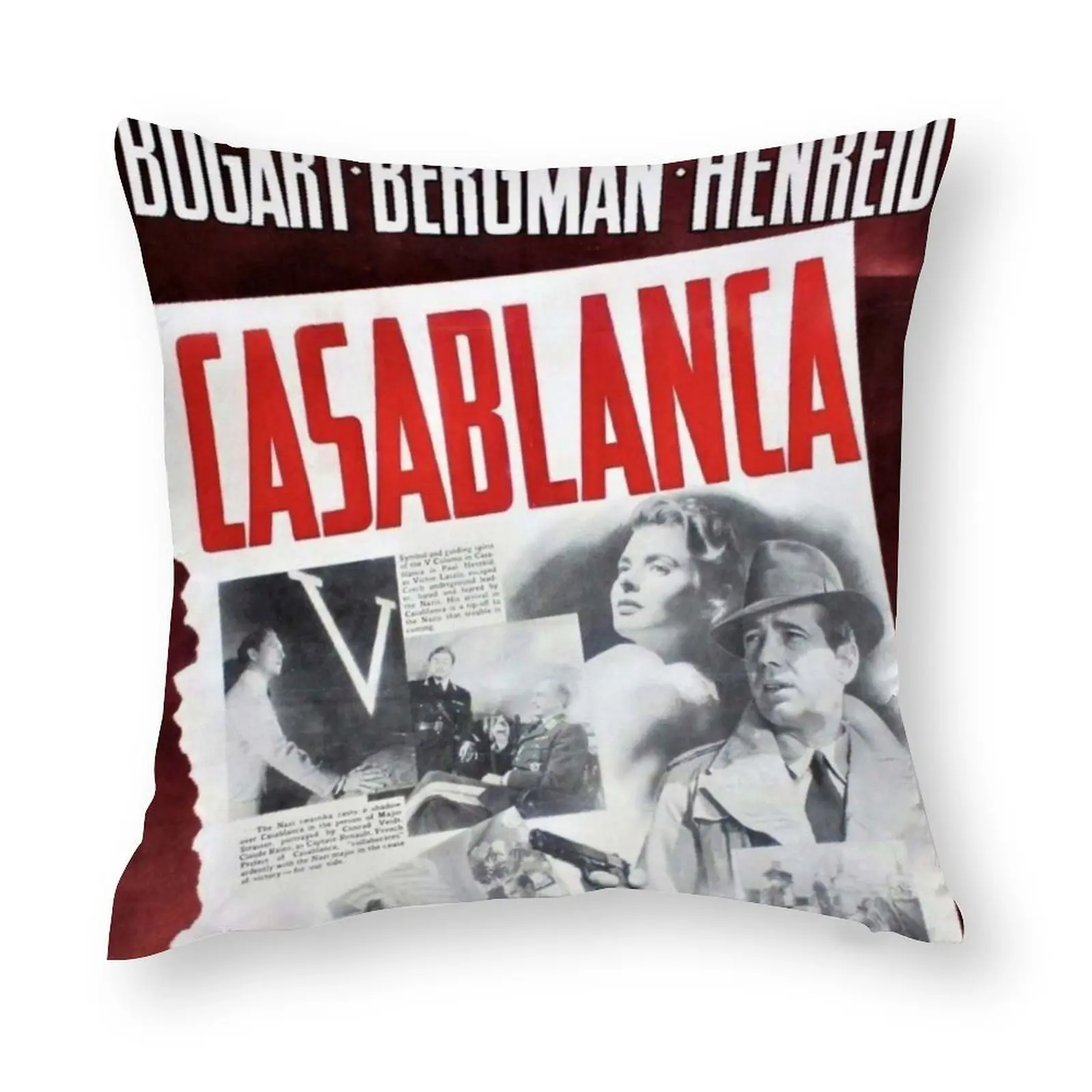 

Двухсторонняя наволочка винтажный кинопостер Касабланка декор для кровати Ретро театральные билеты Полиэстеровая напольная Подушка авто...
