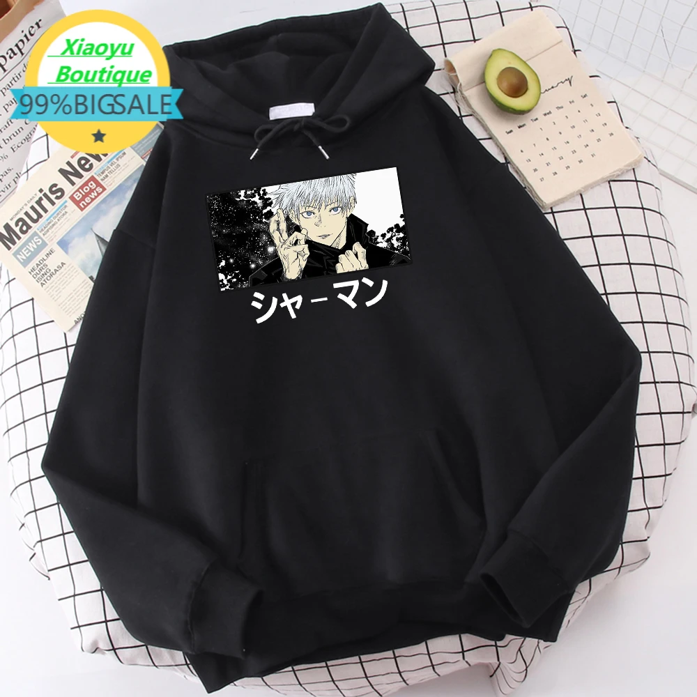 

Satoru Gojo Unlimited Void Print Hoodies Men Anime Street Vintage Sweatshirt Crewneck Thicken Casual Hoody Fleece Pocket Clothes