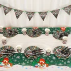 Счастливого Рождества одноразовая посуда милые напечатанные бумажные тарелки и стаканы соломинки для рождества Новый Год Вечерние декоративная столовая посуда расходные материалы