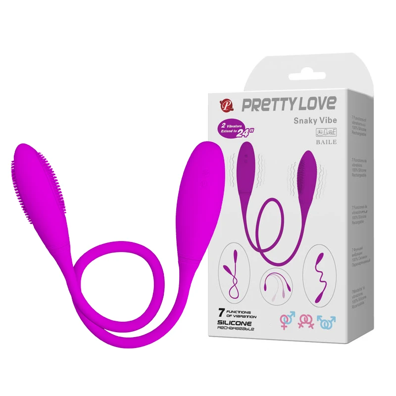 Силиконовый вибратор Pretty Love 7 скоростей двойная вибрация зарядка от USB для точки G